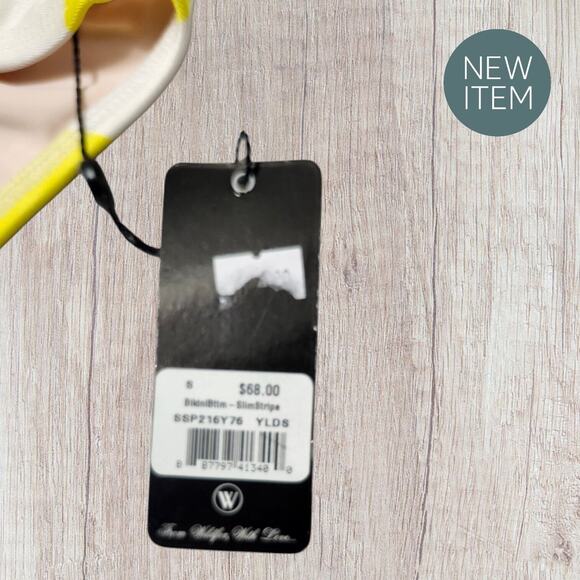 NEW WILDFOX Yellow Stripe Hipster Bikini‎ Bottom Women's Size Small - Picture 9 of 9